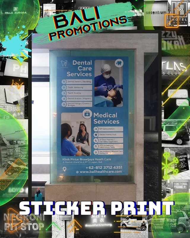 cetak stiker kaca promosi Bali