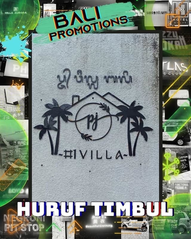 huruf timbul villa Bali